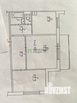 2-к квартира, вторичка, 53м2, 9/10 этаж