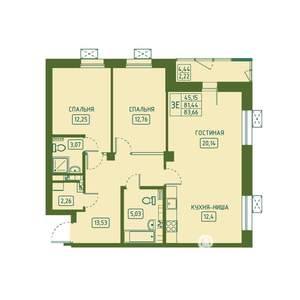 3-к квартира, вторичка, 84м2, 7/23 этаж