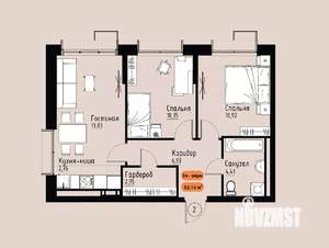 3-к квартира, вторичка, 52м2, 6/17 этаж