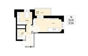 1-к квартира, сданный дом, 42м2, 8/17 этаж