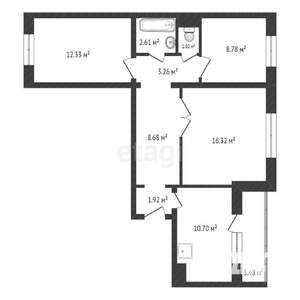 3-к квартира, вторичка, 65м2, 9/16 этаж