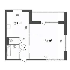 1-к квартира, вторичка, 36м2, 1/9 этаж