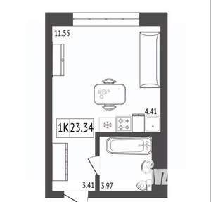 1-к квартира, вторичка, 23м2, 12/17 этаж