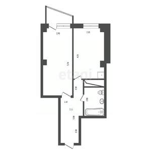 1-к квартира, вторичка, 42м2, 8/10 этаж