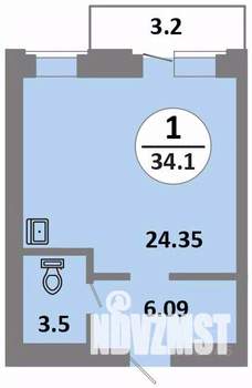 1-к квартира, строящийся дом, 34м2, 4/14 этаж