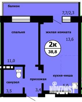 2-к квартира, вторичка, 39м2, 6/9 этаж