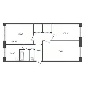 3-к квартира, вторичка, 62м2, 1/5 этаж