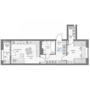 2-к квартира, вторичка, 53м2, 12/24 этаж