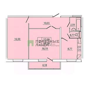 2-к квартира, вторичка, 57м2, 3/14 этаж