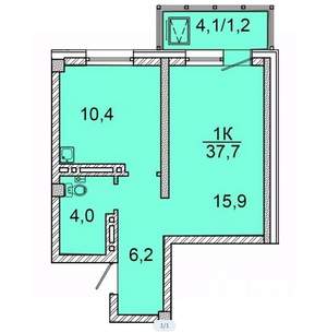 1-к квартира, вторичка, 38м2, 9/24 этаж