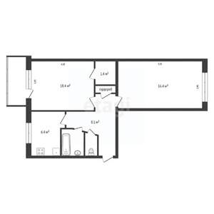 2-к квартира, вторичка, 48м2, 4/5 этаж