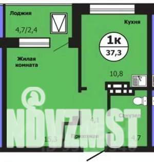 1-к квартира, строящийся дом, 37м2, 9/19 этаж