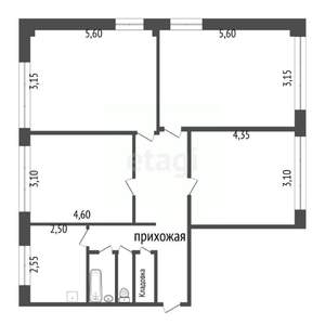 4-к квартира, вторичка, 87м2, 2/5 этаж