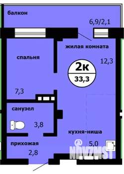 2-к квартира, вторичка, 33м2, 8/9 этаж