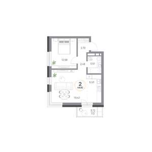 2-к квартира, вторичка, 49м2, 8/9 этаж