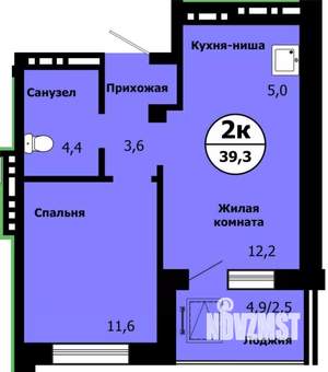 2-к квартира, сданный дом, 38м2, 18/19 этаж