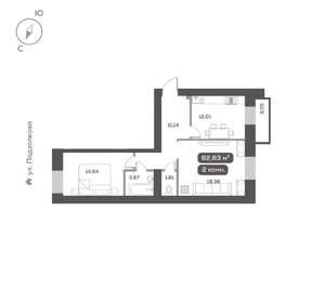 2-к квартира, вторичка, 63м2, 9/16 этаж