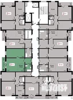 2-к квартира, строящийся дом, 51м2, 16/17 этаж