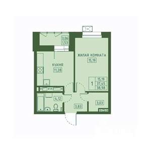 1-к квартира, вторичка, 39м2, 5/23 этаж