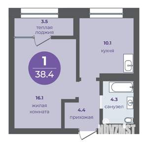 1-к квартира, вторичка, 35м2, 16/17 этаж