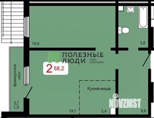 2-к квартира, вторичка, 56м2, 5/17 этаж
