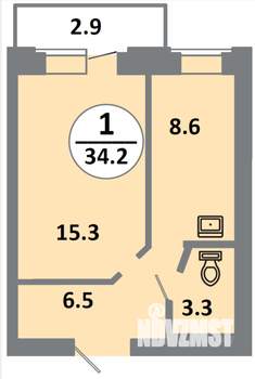 1-к квартира, вторичка, 33м2, 1/14 этаж