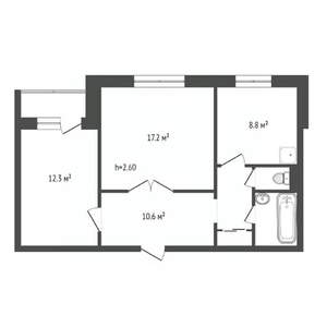 2-к квартира, вторичка, 53м2, 3/10 этаж