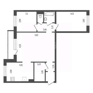3-к квартира, вторичка, 72м2, 3/10 этаж