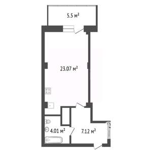 Студия квартира, вторичка, 36м2, 7/17 этаж