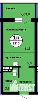 Студия квартира, строящийся дом, 27м2, 9/9 этаж
