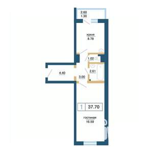 1-к квартира, вторичка, 38м2, 4/17 этаж