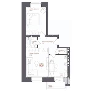 2-к квартира, строящийся дом, 55м2, 9/17 этаж