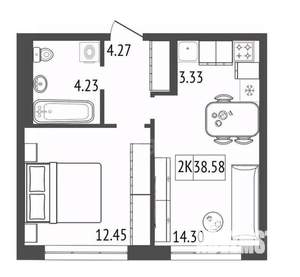 2-к квартира, вторичка, 39м2, 10/17 этаж