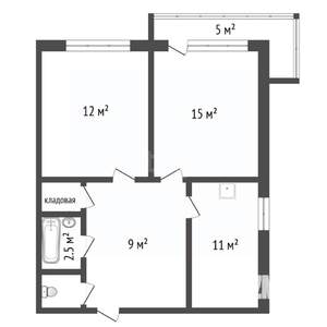 2-к квартира, вторичка, 48м2, 5/9 этаж