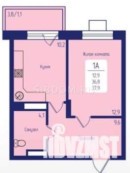 1-к квартира, вторичка, 36м2, 6/25 этаж