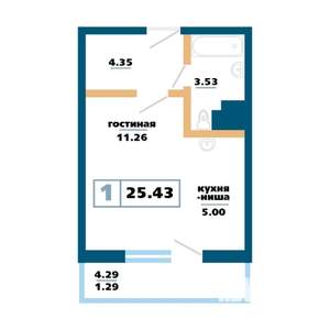 1-к квартира, вторичка, 25м2, 5/17 этаж
