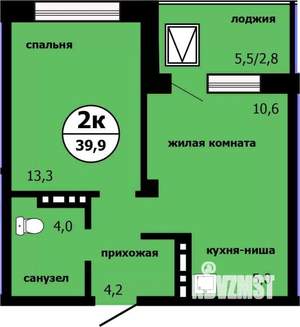 2-к квартира, сданный дом, 39м2, 15/19 этаж