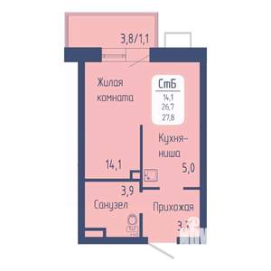 Студия квартира, вторичка, 28м2, 2/15 этаж