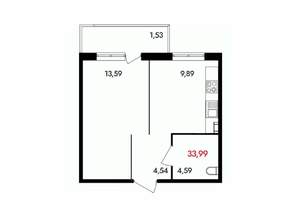 1-к квартира, вторичка, 34м2, 7/18 этаж