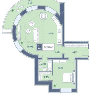 2-к квартира, вторичка, 92м2, 14/9 этаж