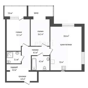 3-к квартира, вторичка, 77м2, 8/17 этаж