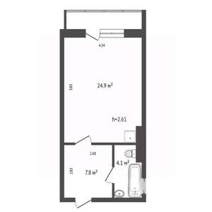 Студия квартира, вторичка, 37м2, 1/17 этаж