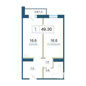 1-к квартира, вторичка, 49м2, 17/17 этаж