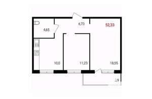 2-к квартира, вторичка, 52м2, 8/18 этаж