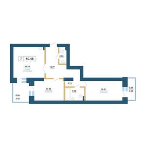 2-к квартира, вторичка, 80м2, 5/7 этаж