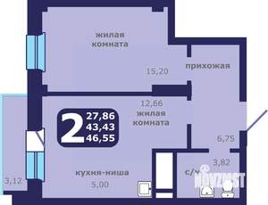 2-к квартира, вторичка, 47м2, 16/25 этаж