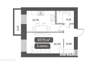 1-к квартира, вторичка, 38м2, 12/15 этаж