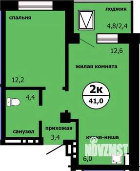 2-к квартира, строящийся дом, 40м2, 13/19 этаж