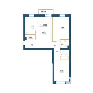 3-к квартира, вторичка, 90м2, 2/7 этаж