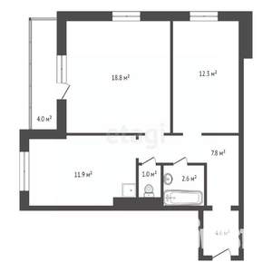 2-к квартира, вторичка, 59м2, 9/18 этаж